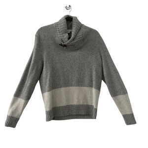 Gap Pullover Sweater Lambswool Blend Donegal Eng Stripe Gray Women's Size Medium
